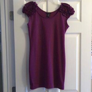 Timing Purple Casual Dress for with Floral Shoulders.